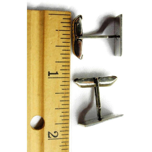 Classic Simple Elegant Rectangle Cufflinks Vintage Sterling Silver 925 Patina
